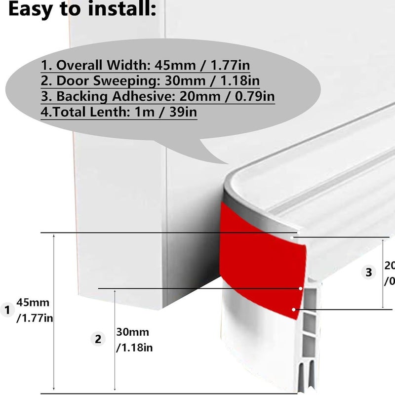 Door seam sealing strip dustproof, waterproof and self-adhesive door bottom strip soundproof bedroom seam windshield sticker (3 m 6 hole black 50mm wide seal 10-30mm) - Image 5