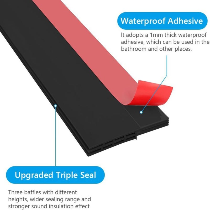 Door seam sealing strip dustproof, waterproof and self-adhesive door bottom strip soundproof bedroom seam windshield sticker (3 m 6 hole black 50mm wide seal 10-30mm) - Image 1