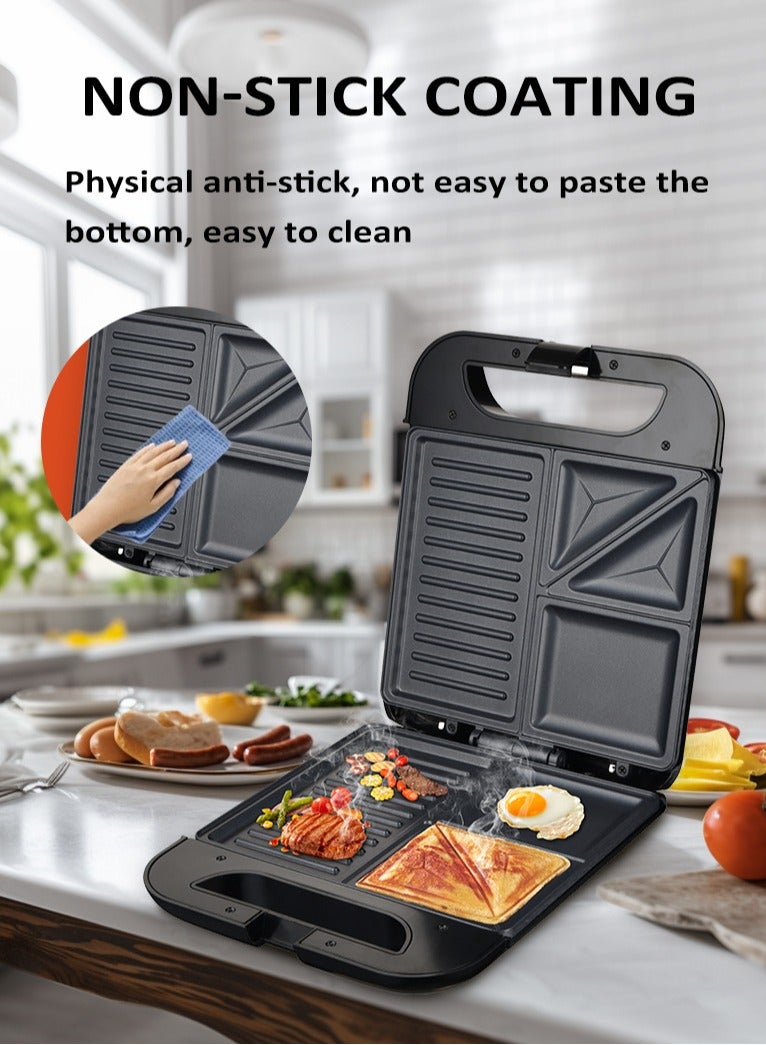 سوكاني شواية ٤ شرائح - صانعة شطائر غير لاصقة من الفولاذ المقاوم للصدأ مع نظام قفل للمقبض، مؤشر ضوئي، حماية من الحرارة الزائدة ١٤٠٠ واط SK-08127 - Image 4