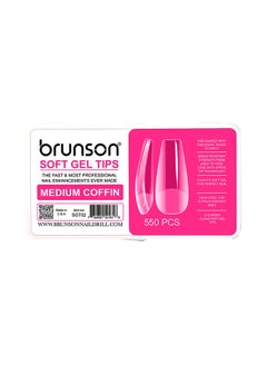 brunson False Nail Tips Softgel Extension Clear Medium Coffin 550 Pieces SGT02  - Image 1