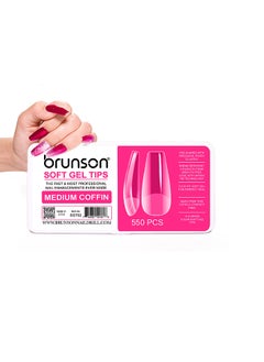 brunson False Nail Tips Softgel Extension Clear Medium Coffin 550 Pieces SGT02  - Image 2
