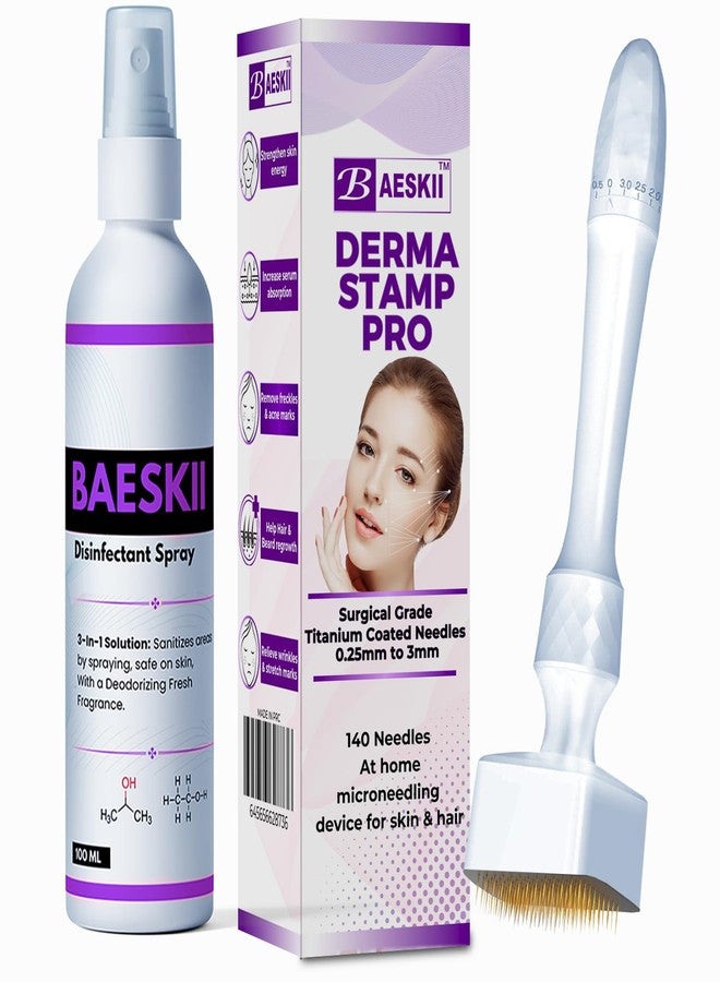 Baeskii Derma Pen Stamp For men and Women | Microneedle Pen for Body & Hair & Beard Growth - Adjustable Microneedling Stamp For Skin - 0.5mm - 3mm Titanium Micro Needle Derma Stamp For Skin Care (moon white) - Image 1