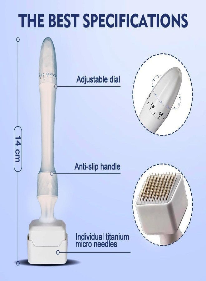 Baeskii Derma Pen Stamp For men and Women | Microneedle Pen for Body & Hair & Beard Growth - Adjustable Microneedling Stamp For Skin - 0.5mm - 3mm Titanium Micro Needle Derma Stamp For Skin Care (moon white) - Image 3