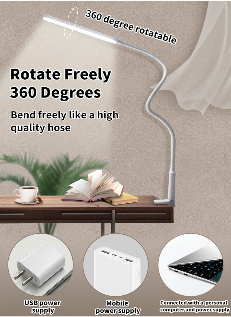 LOOPITYS - Desk Lamp LED USB Power  Swing Arm Lamp Flexible Gooseneck Clamp Dimmable Architect Lamp 3 Color Modes Desk Light Memory Reading Working Study Energy Saving - Image 1