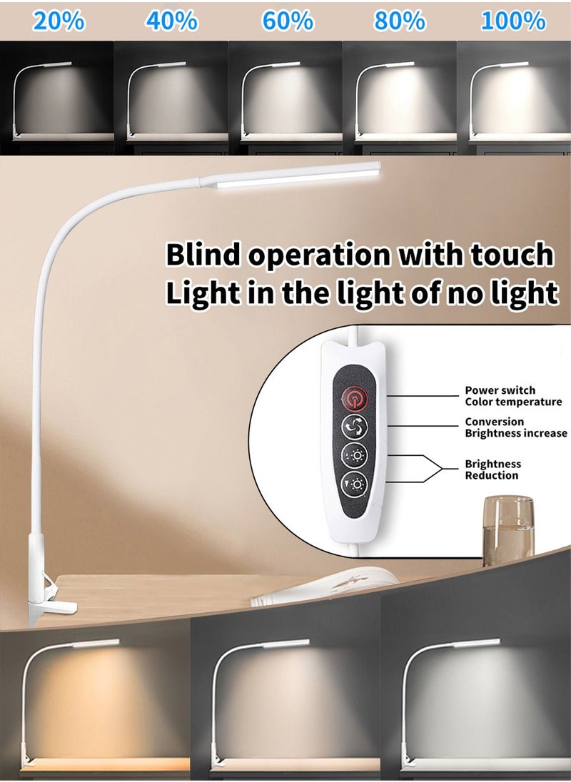 LOOPITYS - Desk Lamp LED USB Power  Swing Arm Lamp Flexible Gooseneck Clamp Dimmable Architect Lamp 3 Color Modes Desk Light Memory Reading Working Study Energy Saving - Image 1