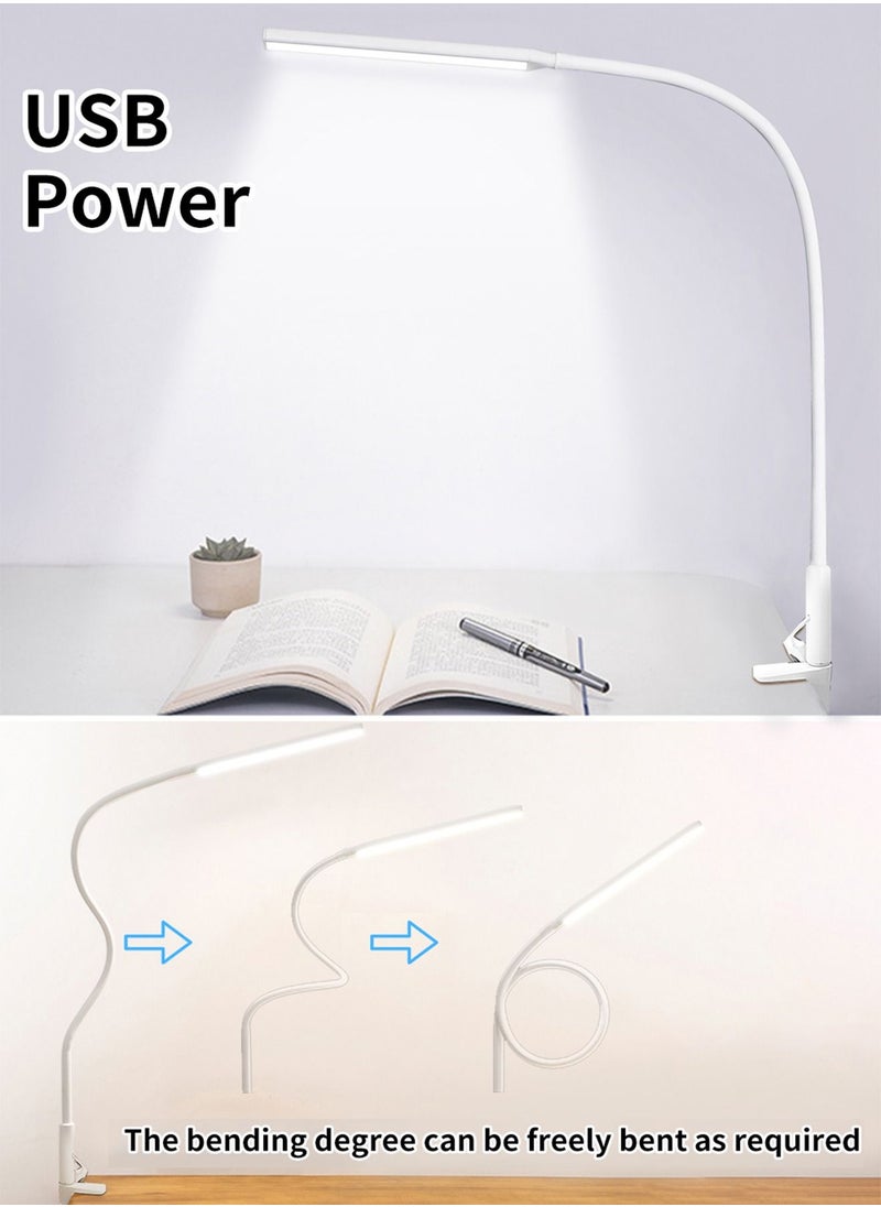 LOOPITYS - Desk Lamp LED USB Power  Swing Arm Lamp Flexible Gooseneck Clamp Dimmable Architect Lamp 3 Color Modes Desk Light Memory Reading Working Study Energy Saving - Image 1
