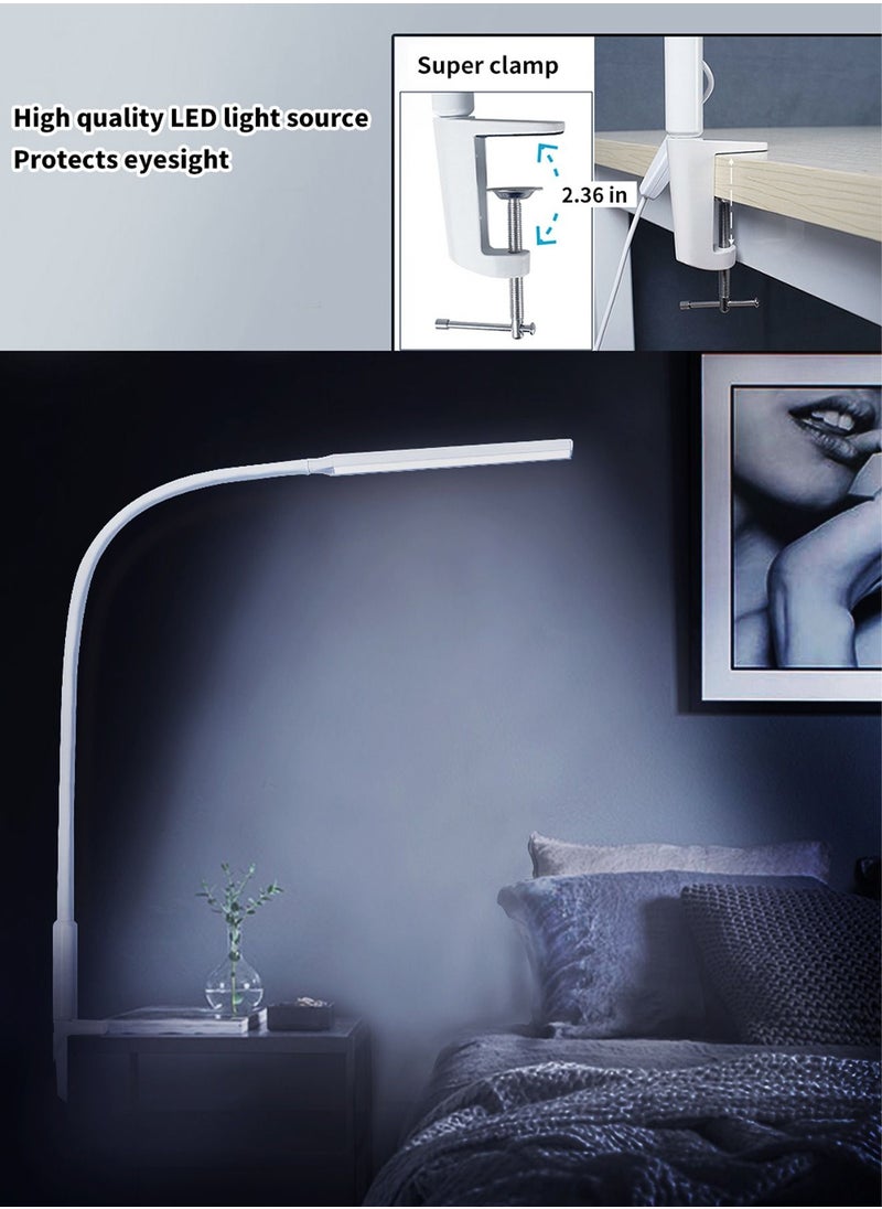 LOOPITYS - Desk Lamp LED USB Power  Swing Arm Lamp Flexible Gooseneck Clamp Dimmable Architect Lamp 3 Color Modes Desk Light Memory Reading Working Study Energy Saving - Image 1