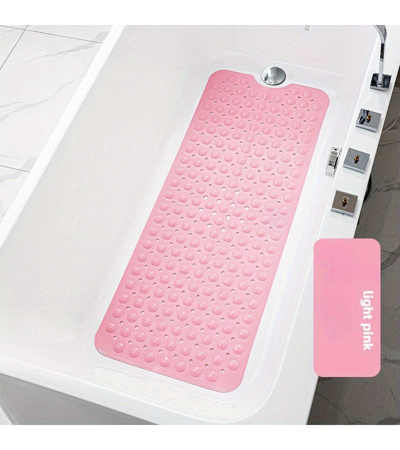 Transparent Blue PVC Bathtub Mat, 15.75x39.37 Inch Non Slip Home Foot Mat - Image 1