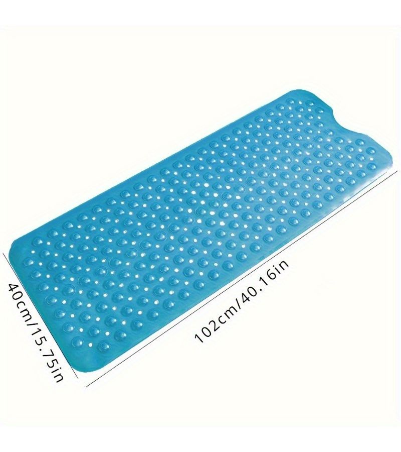Transparent Blue PVC Bathtub Mat, 15.75x39.37 Inch Non Slip Home Foot Mat - Image 3