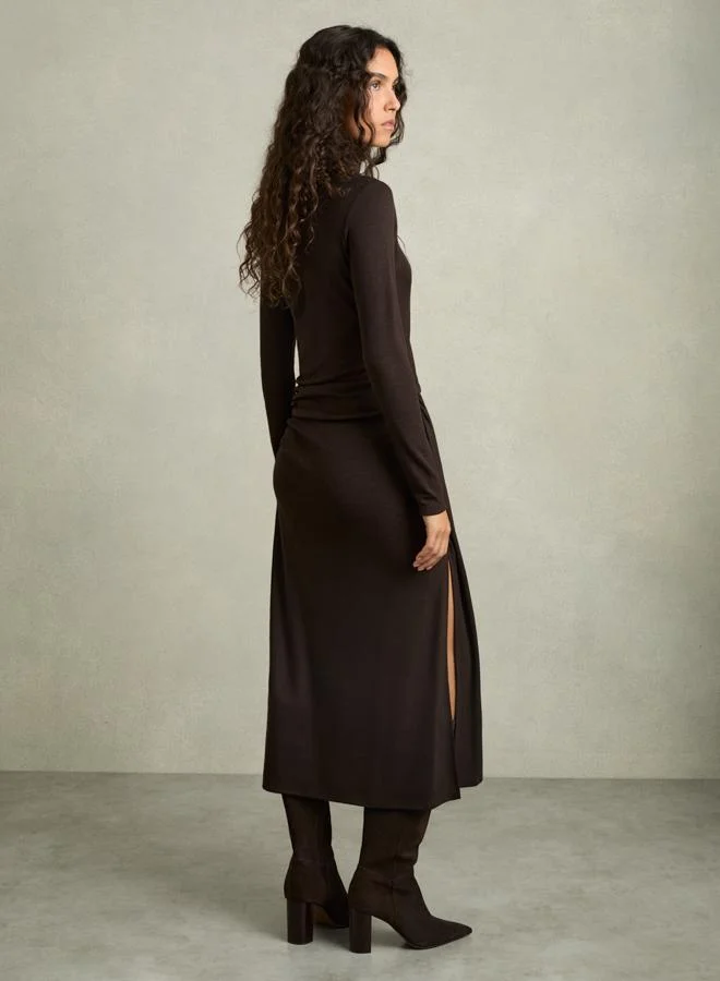 REISS Turtleneck Slit Dress