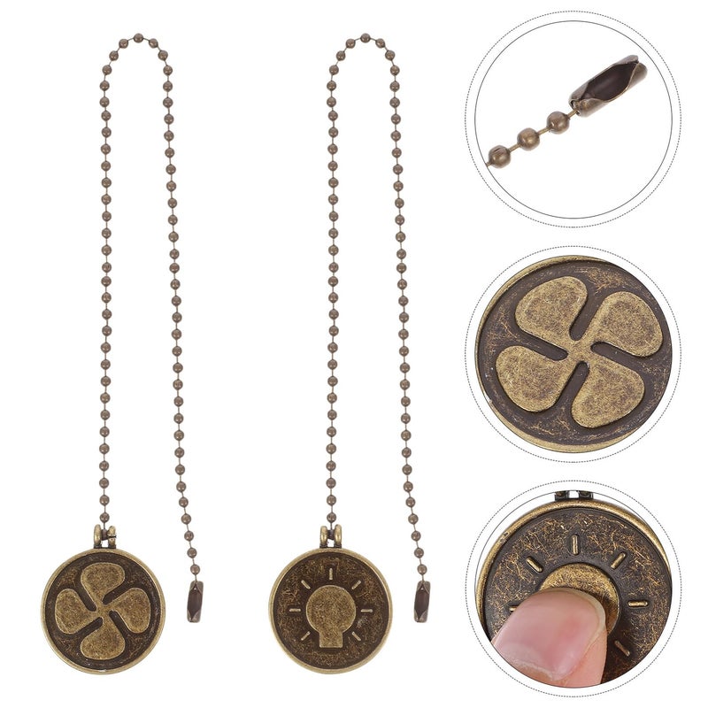 Vintage Bronze Ceiling Fan Pull Chain Extension Decorative Pendant Replacement Set Of 2 - Image 5