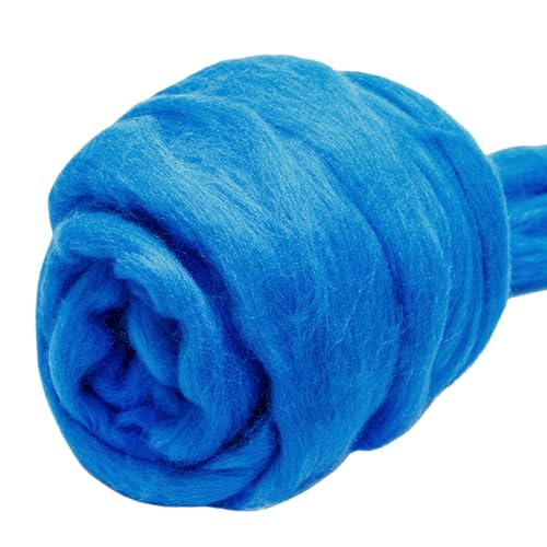 JUPEAN 3.53oz Wool Roving Yarn, Fiber Roving Wool Top, Wool Felting Supplies, Chunky Yarn, Spinning Wools Roving for Needle Felting Wet DIY Hand Spinning (Light Blue) - Image 1