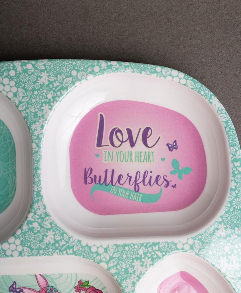 Superware Melamine Kids Partition Plate Barbie Butterfly Design Set of Two with Spoon Unbreakable Dinnerware for Children Home Kitchen - Image 3