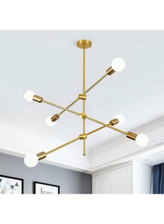 Modern Sputnik Chandelier 6-Light Gold Ceiling Lighting Mid-Century Pendant Light Fixture for Kitchen Island Dining Room Living Room Bedroom - pzsku/Z92A63A7EEB40F5A17059Z/45/1746220589/a5452d31-6184-4a3c-a8f1-2f2c570b7430