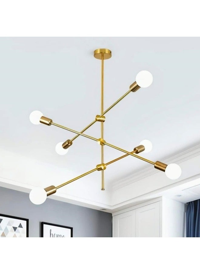HUA QIANG WANG - Modern Sputnik Chandelier 6-Light Gold Ceiling Lighting Mid-Century Pendant Light Fixture for Kitchen Island Dining Room Living Room Bedroom - Image 1