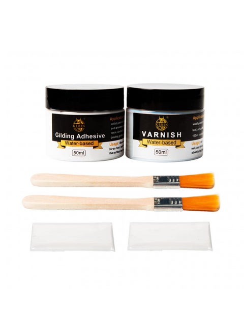 Gilding Adhesive, 100ml Epoxy Resin Gold Leaf Adhesive for Professional Craft Use, Water Based Varnish for Protect The Surface of Gold Foil from Oxidating (Brush + Gloves as Gifts)