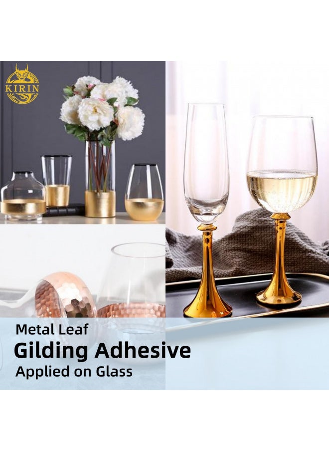 KIRIN - Gilding Adhesive, 100ml Epoxy Resin Gold Leaf Adhesive for Professional Craft Use, Water Based Varnish for Protect The Surface of Gold Foil from Oxidating (Brush + Gloves as Gifts) - Image 1