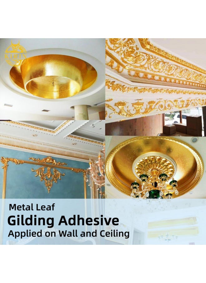 KIRIN - Gilding Adhesive, 100ml Epoxy Resin Gold Leaf Adhesive for Professional Craft Use, Water Based Varnish for Protect The Surface of Gold Foil from Oxidating (Brush + Gloves as Gifts) - Image 1