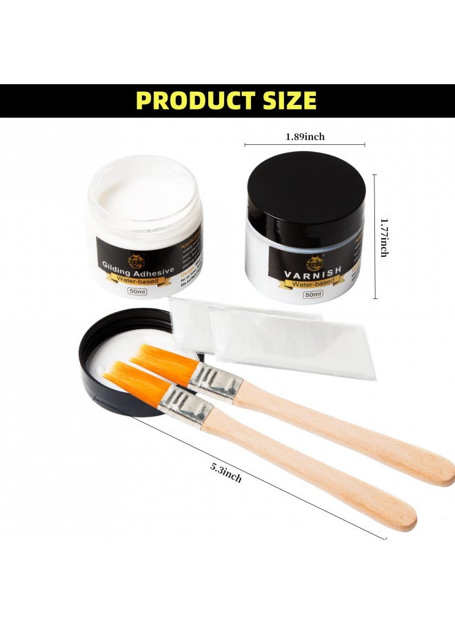 KIRIN - Gilding Adhesive, 100ml Epoxy Resin Gold Leaf Adhesive for Professional Craft Use, Water Based Varnish for Protect The Surface of Gold Foil from Oxidating (Brush + Gloves as Gifts) - Image 1