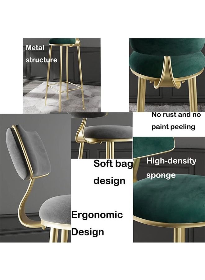 CityRiya-Long Bar Stool Chair Stool High Bar Chair with Metal Frame Heavy Duty Barstools with Back Flannel Cushion Counter Height Chairs  - Image 4