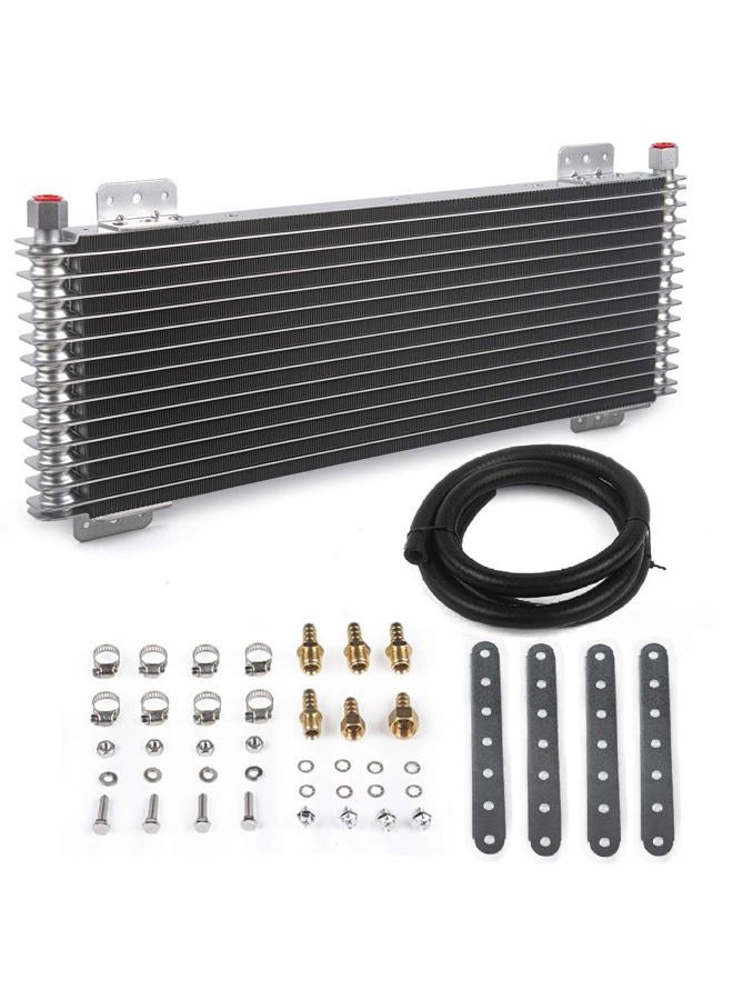 ZHSYMX 40k Transmission Oil Cooler LPD47391, Compatible with Heavy Duty 40,000 GVW Max Low Pressure Drop Trans Cooler with Mounting Hardware (Silver) - Image 1
