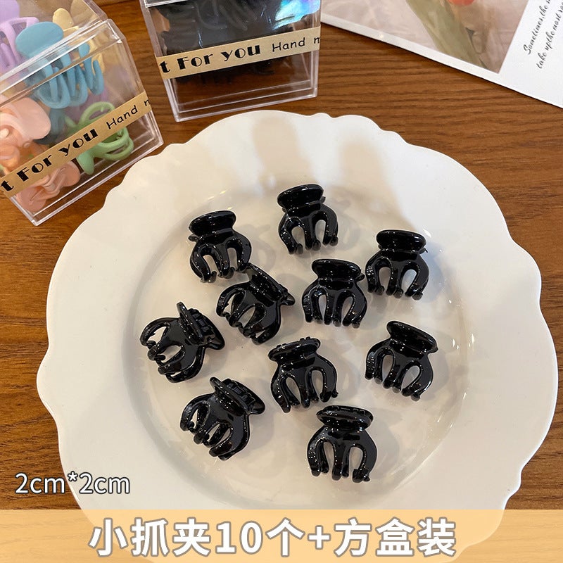 Generic Mini Scrub Hair Claw Clips for Fringe J1011L bright black 10 square box