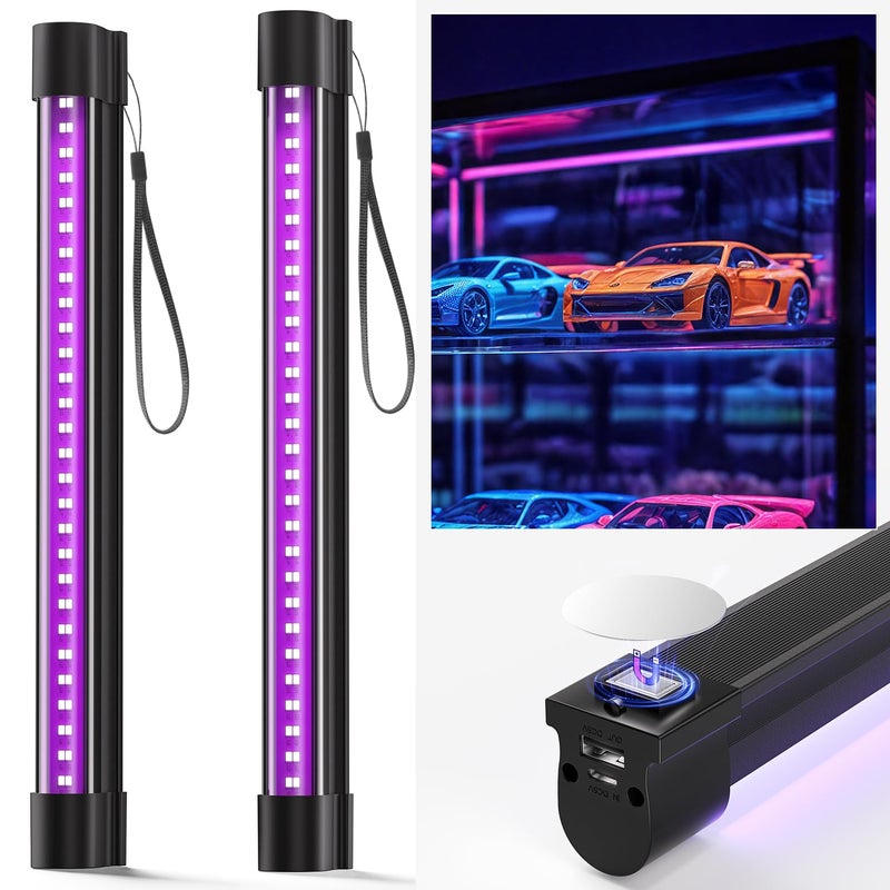 Bstrip Battery Powered Black Light, Rechargeable Blacklight, Cordless 395nm Light Glow Party, Halloween, Body Painting, 2 Packs - Image 1