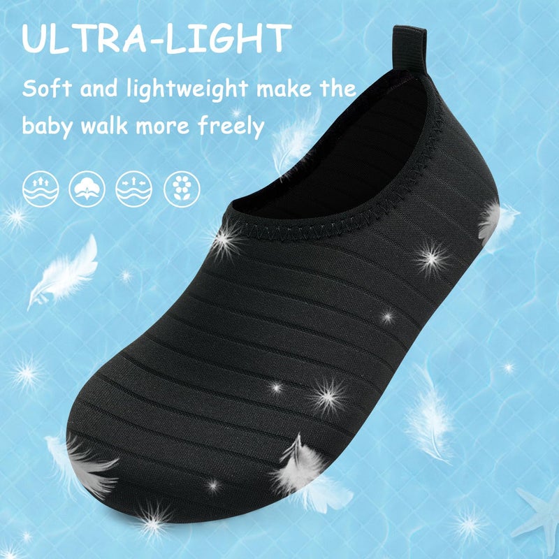 ANLUKE Kids Boys Girls Water Shoes Barefoot Aqua Socks Fast Dry Beach Swim Outdoor Sports Shoes for Toddler Black 26/27 - Image 3