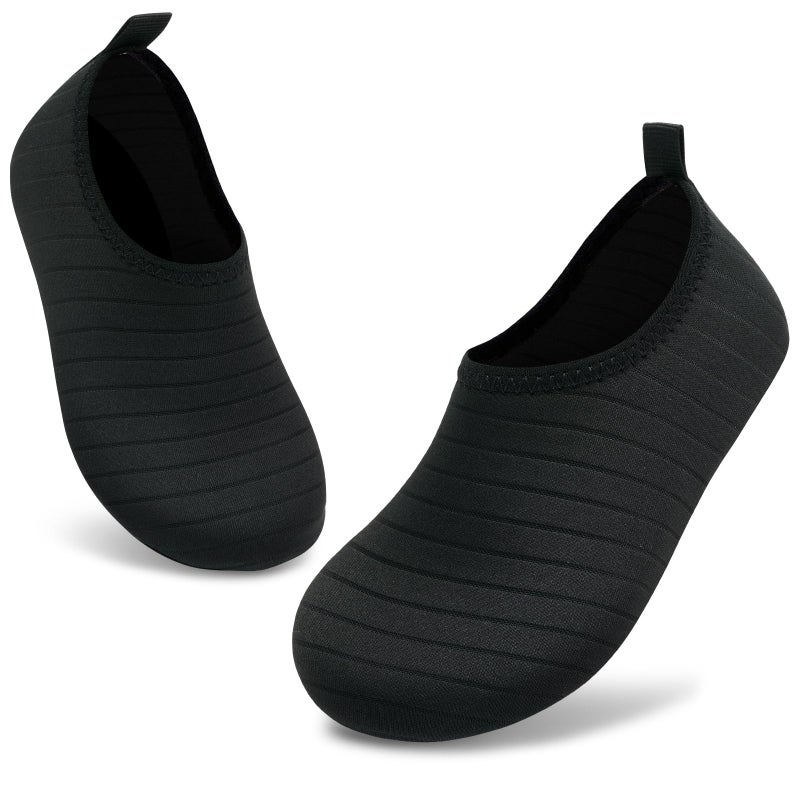 ANLUKE Kids Boys Girls Water Shoes Barefoot Aqua Socks Fast Dry Beach Swim Outdoor Sports Shoes for Toddler Black 26/27 - Image 1
