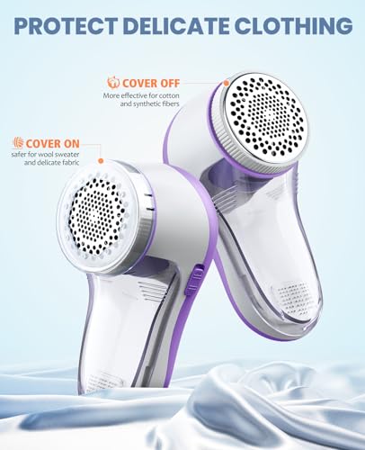 POPCHOSE Fabric Shaver, Lint Remover for Clothes, Electric Lint Shaver with 6-Leaf Blades, Sweater Shavers to Remove Pilling for Clothing, Couch, Furniture, Fuzz, Lint Ball, Bobbles, Violet Purple - Image 5