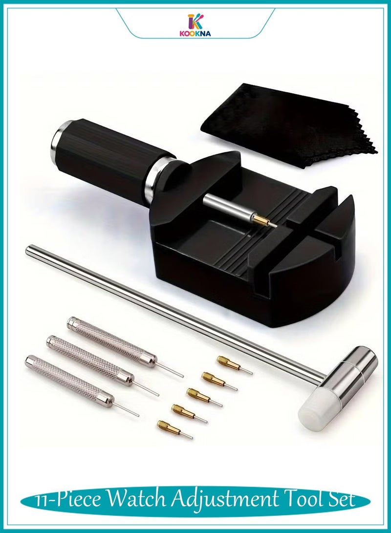 KOOKNA 11pcs Repair Tool Strap Adjuster Band Tool with Pin Watch Bracelet Link Pin Tool Remover - Easy to Remove Watch Regulator Tool for Size Adjustment - Image 1