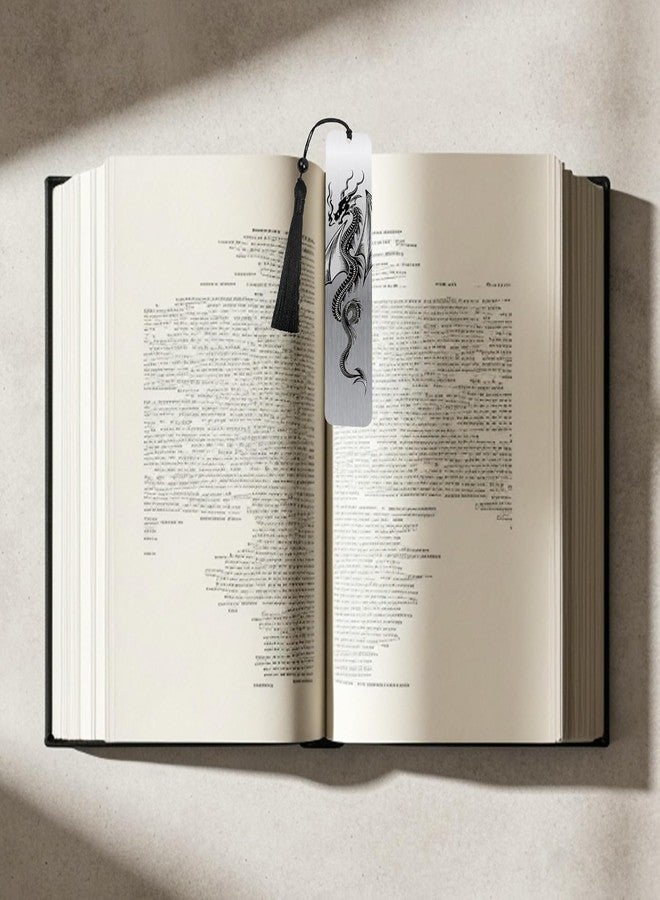 TARINI هدية فاصل كتب بتصميم تنين - قطعة واحدة من فواصل الكتب المعدنية الخيالية مع شرابة سوداء، أدوات ملهمة لتحديد الصفحات، هدايا تخرج للمدرسة والمنزل والمكتب والطلاب والمعلمين والبالغين والمراهقات والفتيات - Image 3