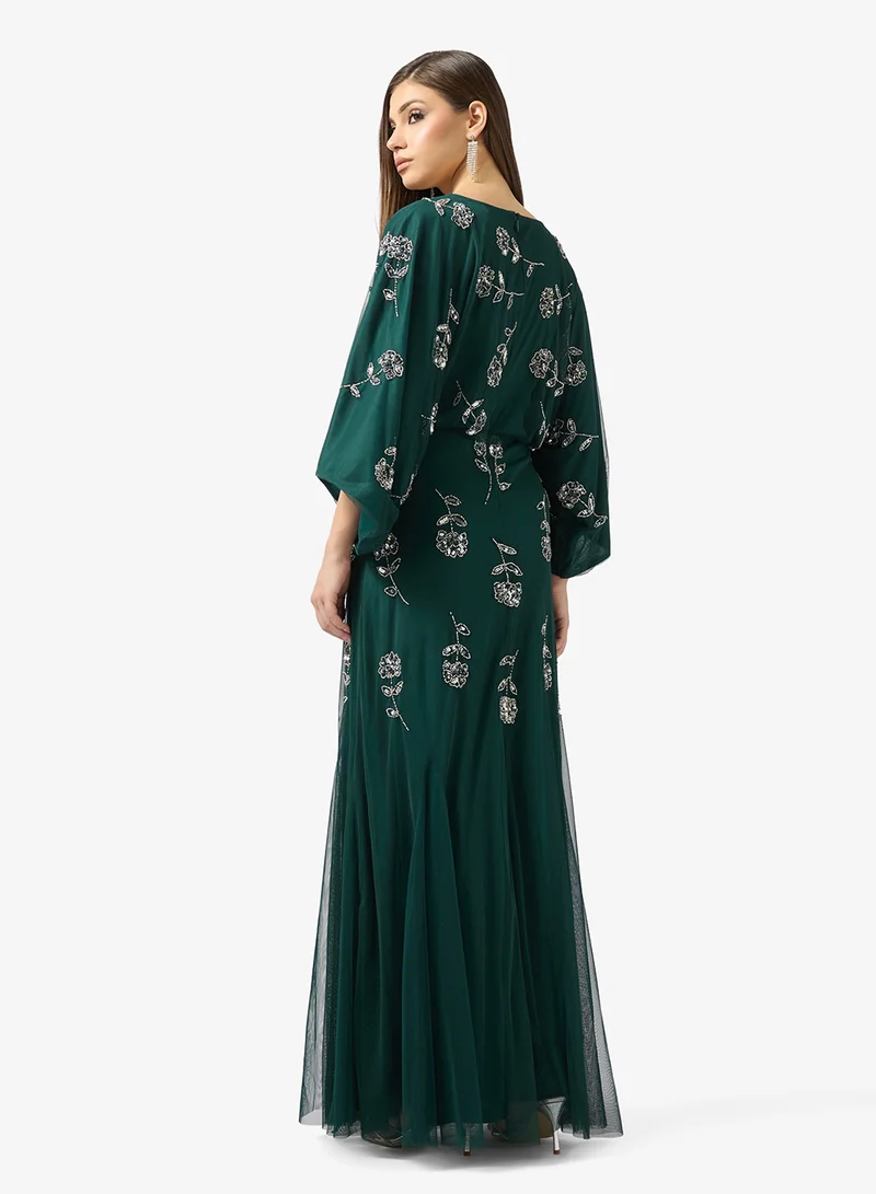فروك اند فرل Cape sleeve crew neck maxi dress