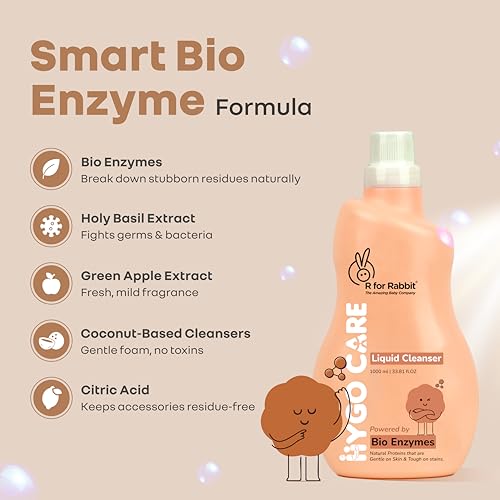 R for Rabbit Hygocare 1000ml Baby Liquid Cleanser for Washing Toys|Nipples Powered by Bio Enzymes Residue Free Anti Bacterial - Image 3