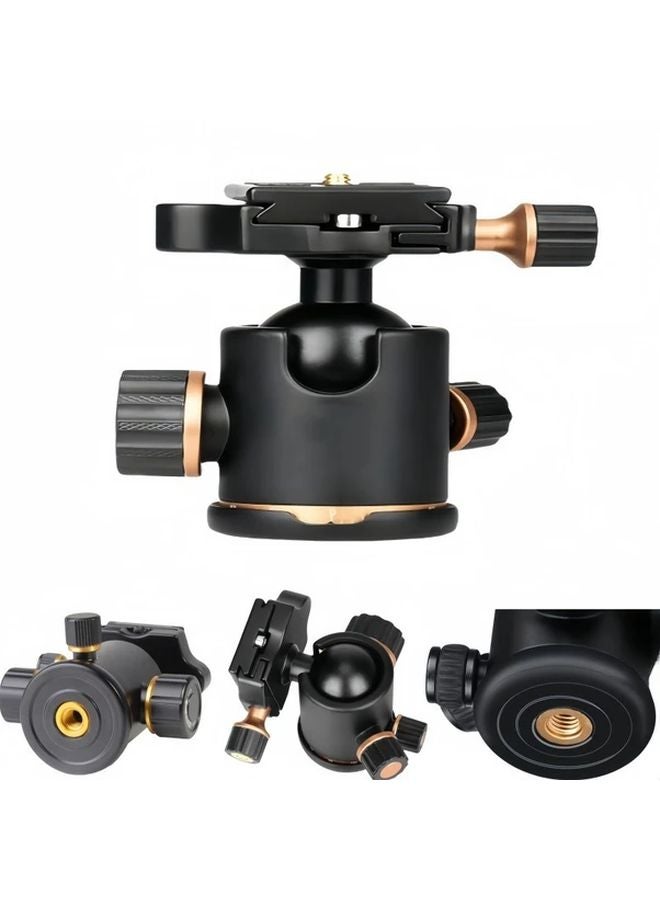 حامل ثلاثي كاميرا ذهبي محترف مع رأس كروي، دوارة سائلة 360 درجة، ألومنيوم خفيف ومحمول للسفر - Image 2