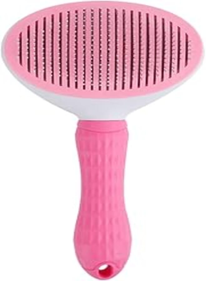 Self-Cleaning Slicker Brush Comb - Best Pet Cat Dog Grooming Long Short Hair - Shedding Loose Undercoat Tangled Haired Removes Tool - Pink
