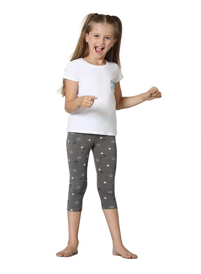 Van Heusen Girls Capri Pants - Power Plus Cotton Spandex - High Rise, Ultra Soft, Durable_56303_December Bloom AOP_5-6 Years - Image 1