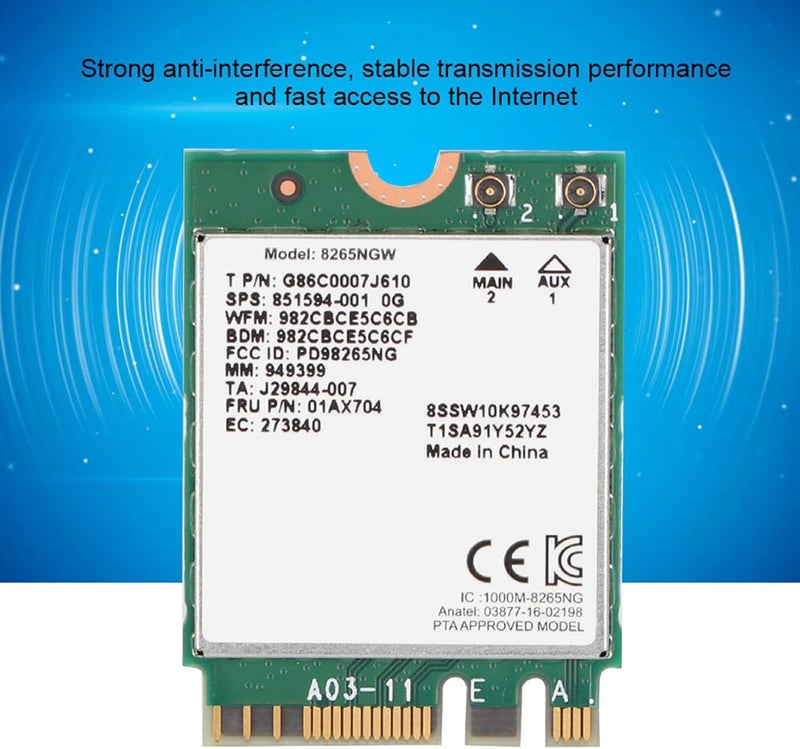 فرز سريع داخل المستودع 4.2 بطاقة WiFi NGFFM2 2.4G/5G لاسلكية للطراز 8265 بسرعة 867M وبروتوكول 802.11AC مقاوم للرمل والغبار نماذج تصميم متعددة مصمم بتجربة المستخدم استخدام يومي واسع - Image 5