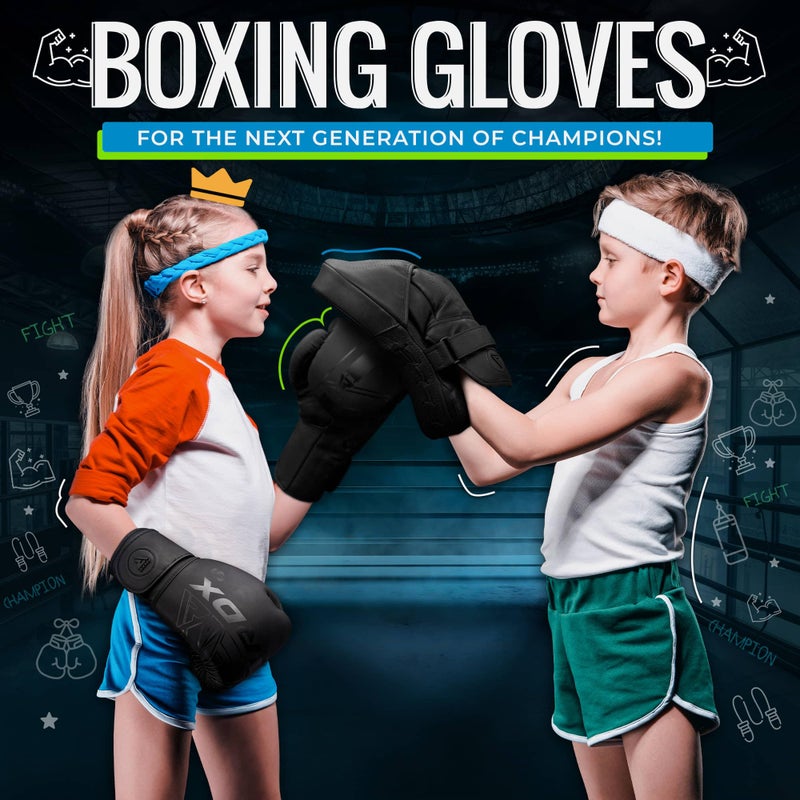 RDX Kids Boxing Gloves Sparring and Muay Thai Maya Hide Leather, Kara Patent Pending Junior Training Mitt for Kickboxing, Punching Bag, Focus Pads, MMA, Thai Pad, Double End Ball Punching Gloves - Image 3