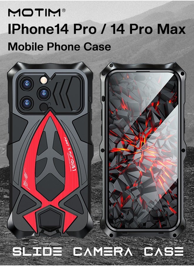 Motim Metal Supercar Case for iPhone 14/14 Pro/14 Plus/14 Pro Max with Protector 2 in 1, Top Grade Drop Protection Shockproof Heavy Duty Armor Case with Screen Protector Film  - Image 2