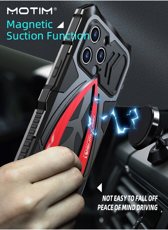 Motim Metal Supercar Case for iPhone 14/14 Pro/14 Plus/14 Pro Max with Protector 2 in 1, Top Grade Drop Protection Shockproof Heavy Duty Armor Case with Screen Protector Film  - Image 4