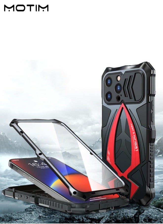 Motim Metal Supercar Case for iPhone 14/14 Pro/14 Plus/14 Pro Max with Protector 2 in 1, Top Grade Drop Protection Shockproof Heavy Duty Armor Case with Screen Protector Film  - Image 1