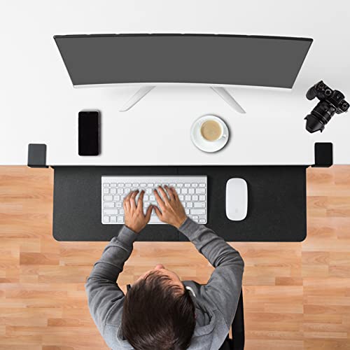 ETHU Keyboard Tray Under Desk, 26.77" X 11.81" Large Size Keyboard Tray with C Clamp-on Mount Easy to Install, Computer Keyboard Stand, Ergonomic Keyboard Tray for Home and Office (Black) - Image 2