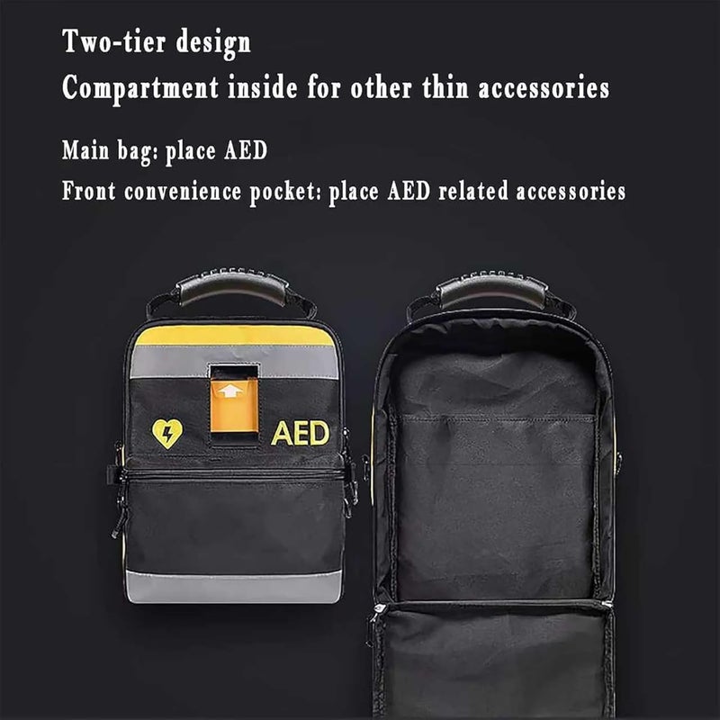 COYEUX Portable Defibrillator Pouch, AED Storage Bag, with Adjustable Shoulder Straps, Two Way Zip, Eye-catching Reflective Strips, Two Layer Design, for Home, Office, Hospital - Image 4