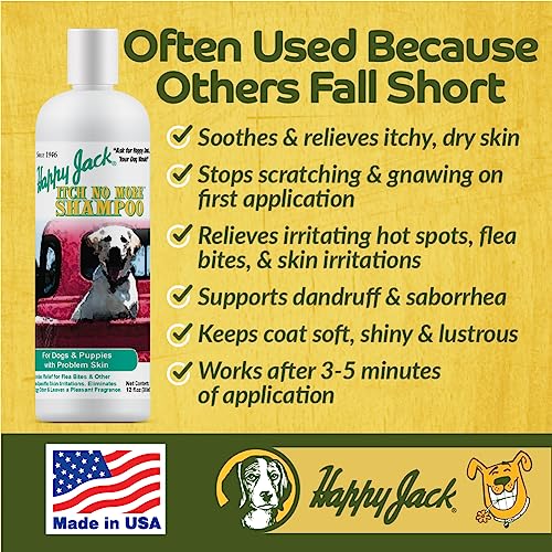 Happy Jack Itch No More Dog Itchy Skin Shampoo & Treatment (12 oz), Flea Bites, Allergies & Itch Relief, Stops Itching, Scratching & Gnawing on First Application for Healthy Dog Skin & Coat - Image 4