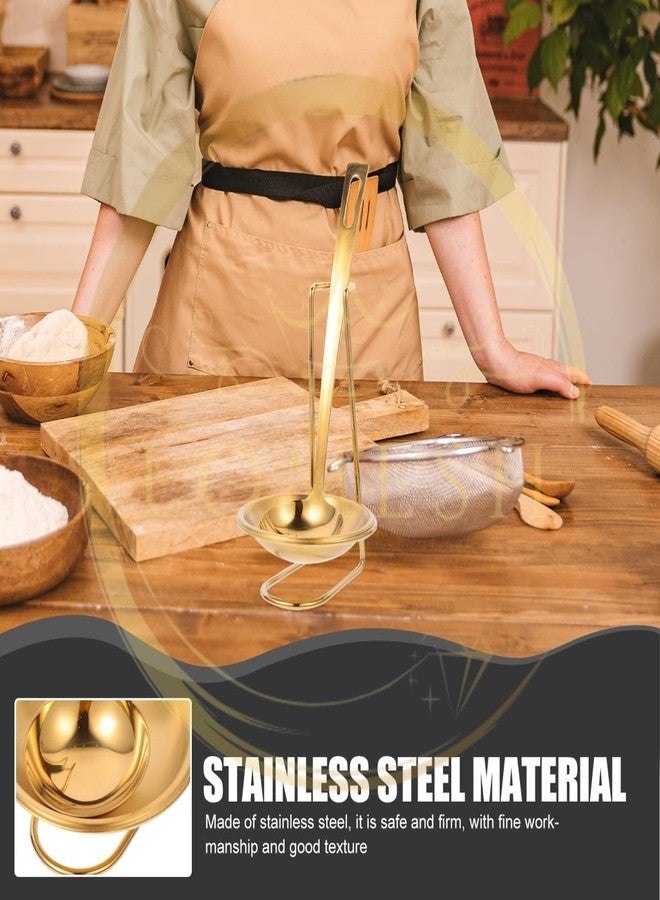 REPLEX Stainless Steel Spoon Rack Ladle Holder Shelf Rest Stand Kitchen Organizer Storage Tools, Upright Spoon Rest Gold - Image 5