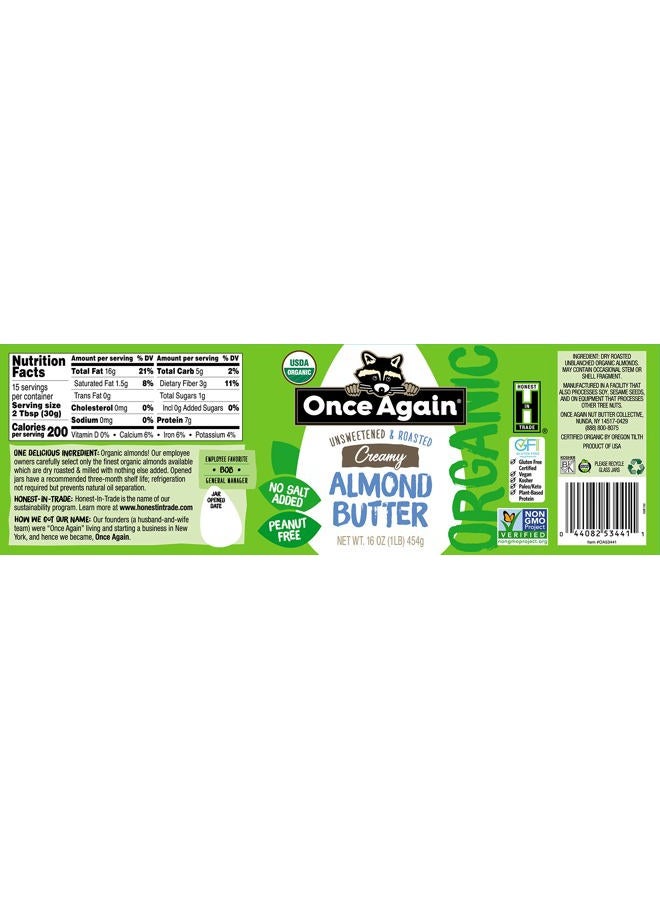 Once Again Organic Almond Butter Creamy 16 Oz. 127841 - Image 2