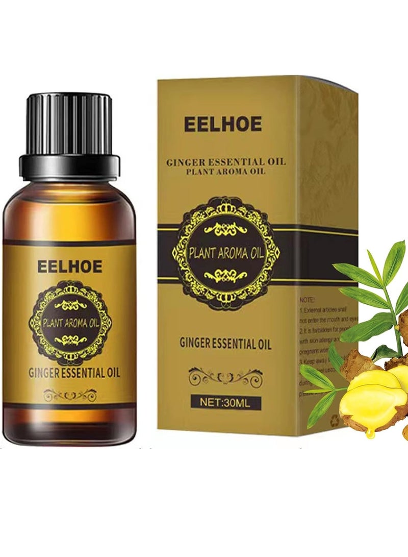 EELHOE Ginger Essential Oil Plant Aroma Oil Pure Natural Ginger Massage Oil for Lymphatic Drainage Ginger Oil Ginger Essential Oil Firming and Slimming Essence 30ml - Image 1