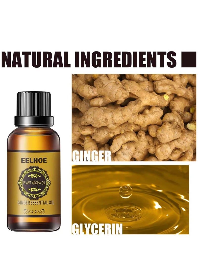 EELHOE Ginger Essential Oil Plant Aroma Oil Pure Natural Ginger Massage Oil for Lymphatic Drainage Ginger Oil Ginger Essential Oil Firming and Slimming Essence 30ml - Image 2