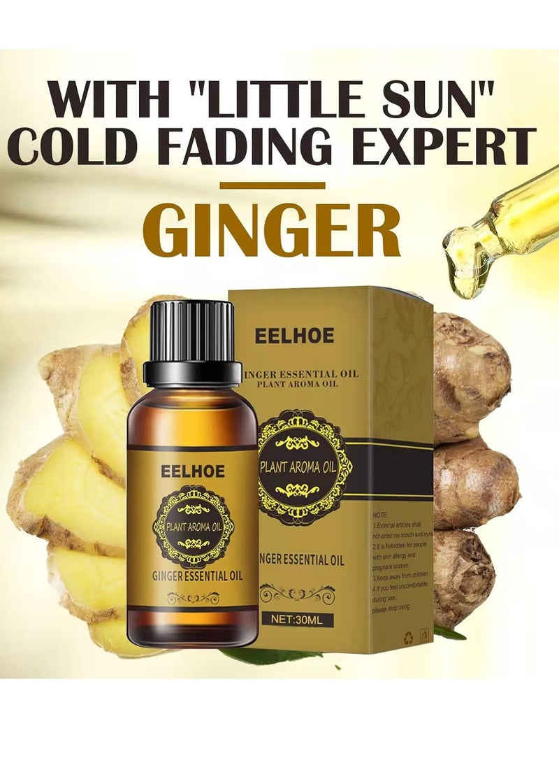 EELHOE Ginger Essential Oil Plant Aroma Oil Pure Natural Ginger Massage Oil for Lymphatic Drainage Ginger Oil Ginger Essential Oil Firming and Slimming Essence 30ml - Image 3